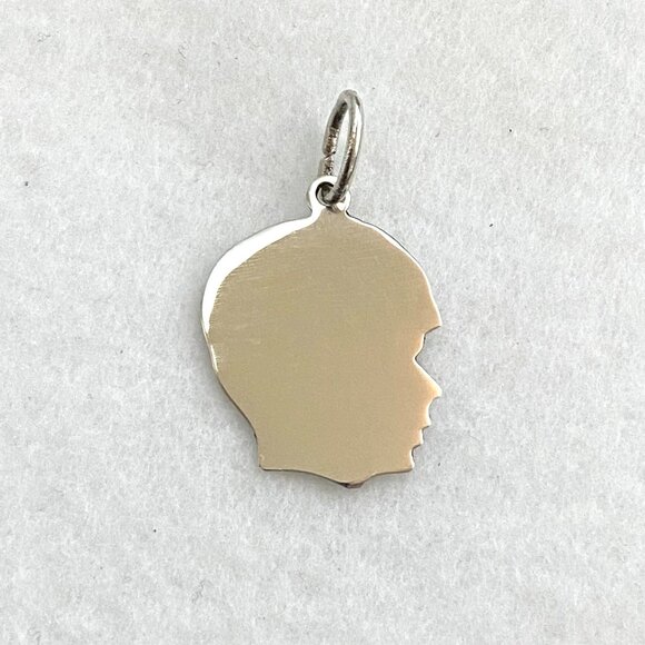 Sterling Silver 925 Male Boy Child Silhouette Profile Engravable Charm Pendant - Picture 1 of 12